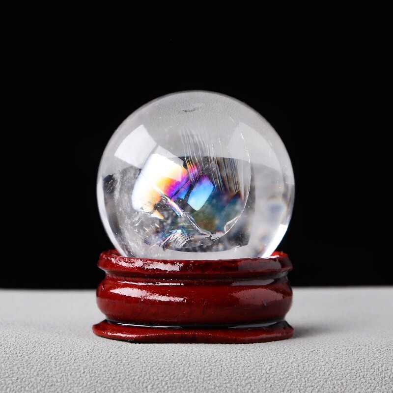 Natural Crystal Sphere Healing Stone Ball Reiki Feng Shui Meditation Desk Decor
