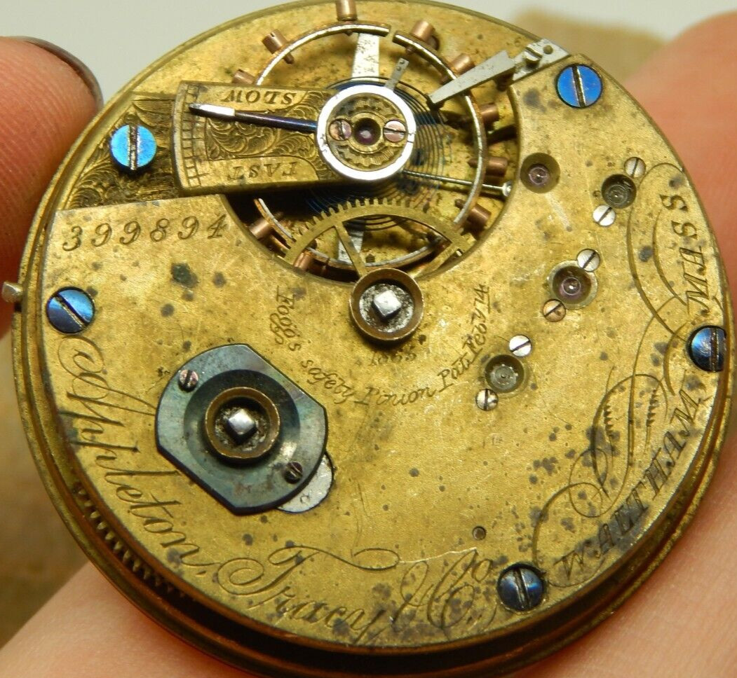 Antique Waltham Pocket Watch Movement 10s 15j Grade AT & Co Circa 1869 LOW RUN!