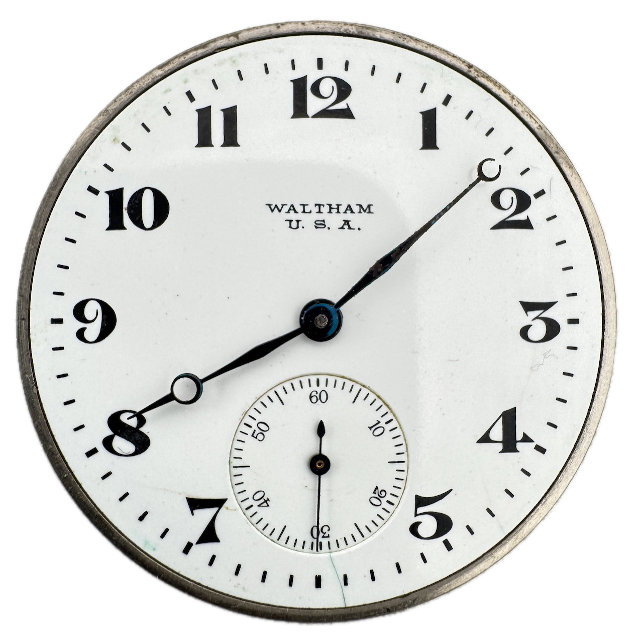 Antique 1918 Waltham White Dial 17J Mechanical Pocket Watch Movement No.225 Runs