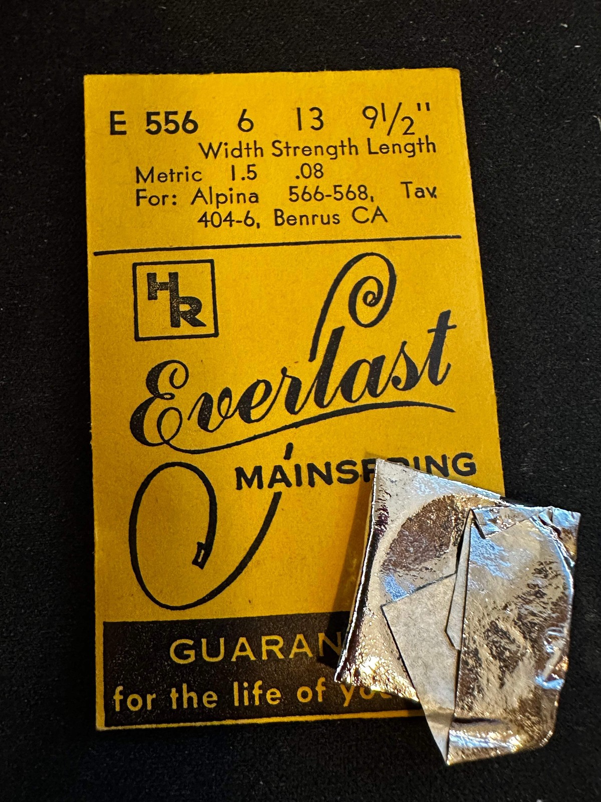HR Everlast Mainspring E556 for Alpina 566, 568, Tavannes 404, 406, Benrus CA –