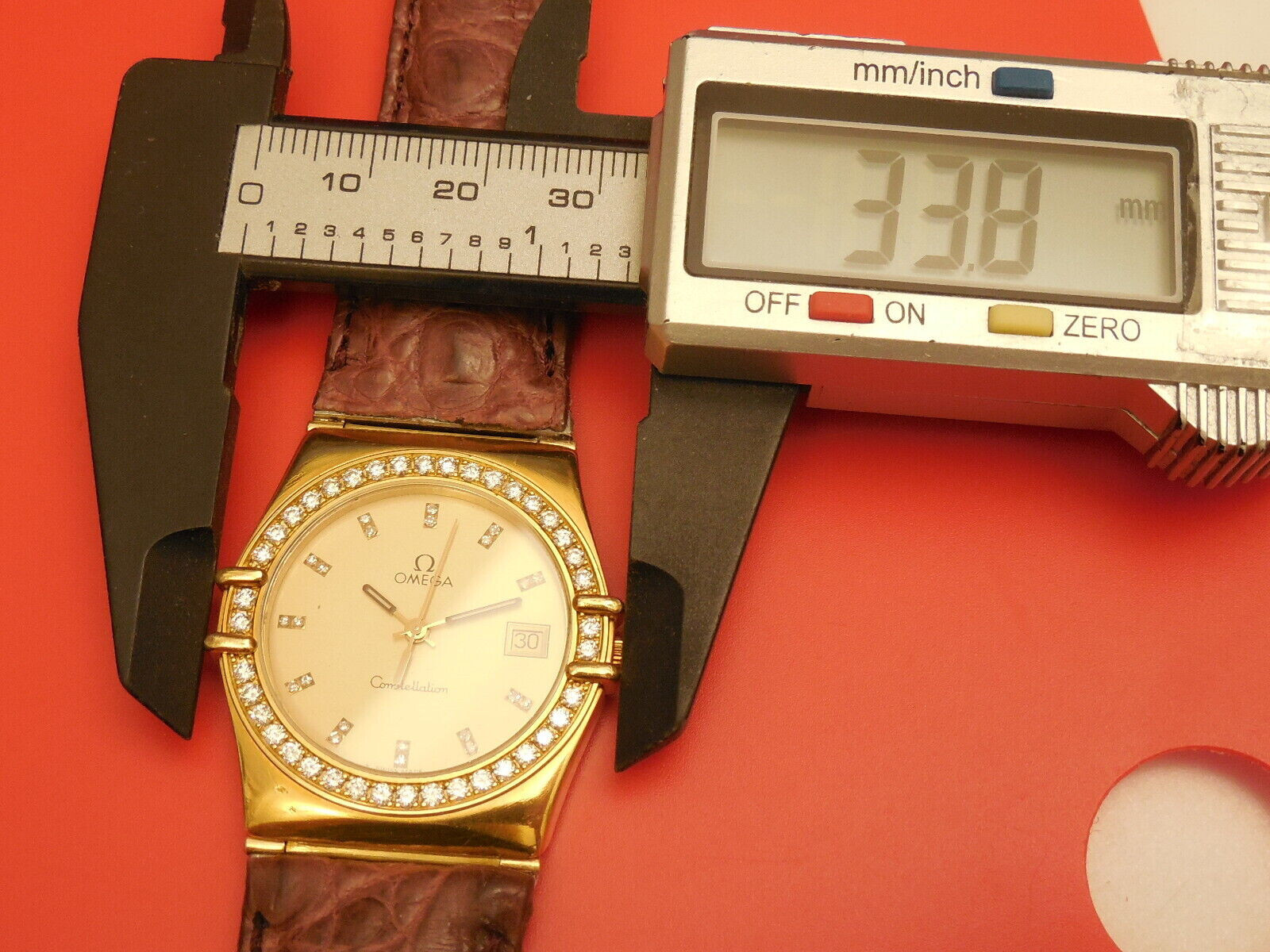 CUSTOM HAND MADE 34MM CROCODILE DEPLOYMENT STRAP FOR OMEGA 34MM CONSTELLATION
