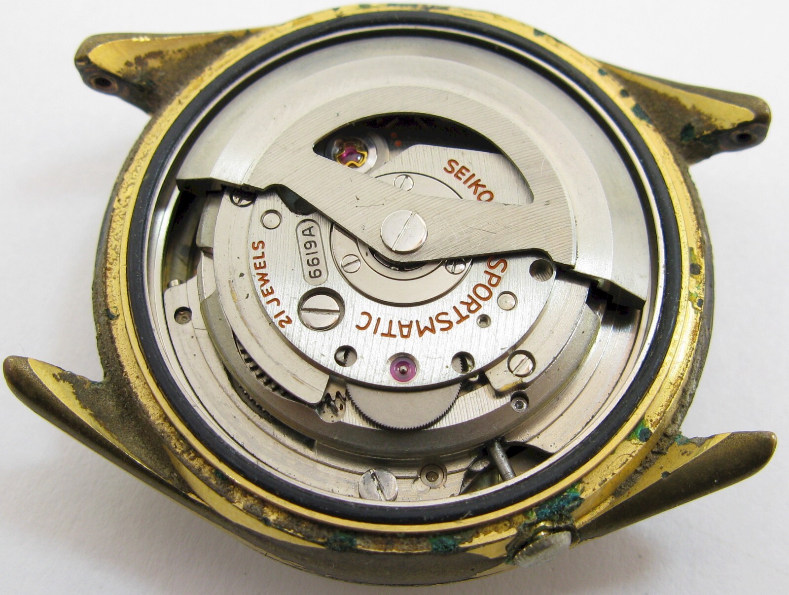 Seiko 5 Watch sportsmatic 6619 A 21 jewels movement & brass case 8050 for part