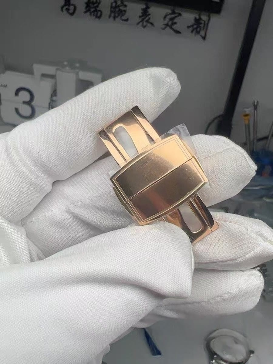 16mm Replacement Rose Gold Buckle Clasp Fits Patek Philippe Rubber Strap