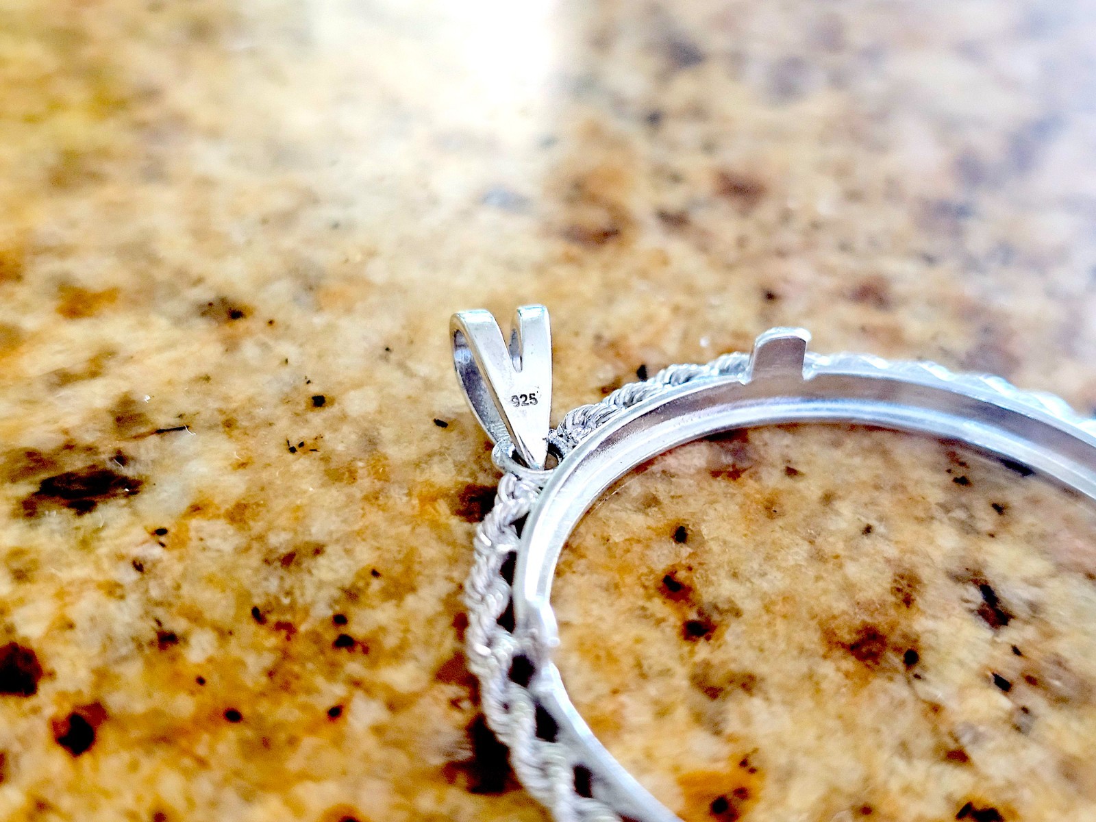 925 Sterling Silver Rope Edge Bezel for 34mm Mexican 1 Peso Coins