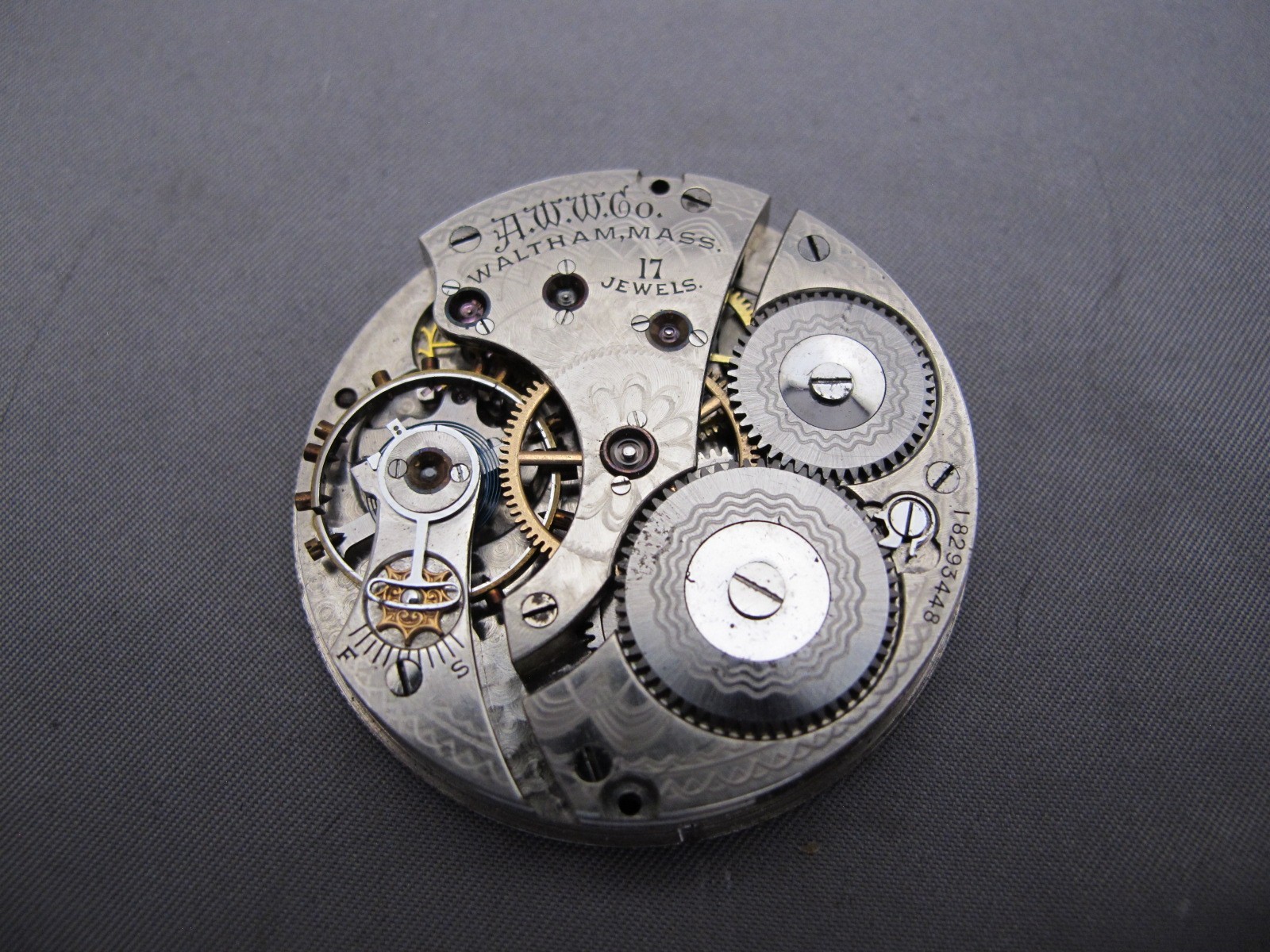 WALTHAM Grade No 625 Model 1908 16S 17J Pocket Watch Movement-3/4 Plate-1912