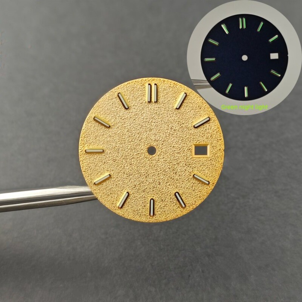 31mm Oak Wood Texture Watch Dial Green Lume Fit NH35 NH36 Mod Part