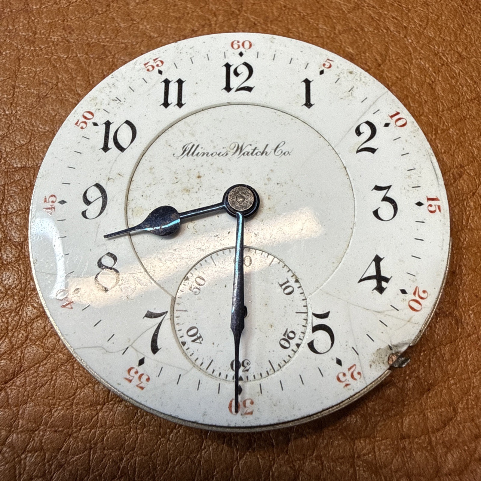 Illinois 17J Pocket Watch Movement For Parts Or Repairs Grade 184