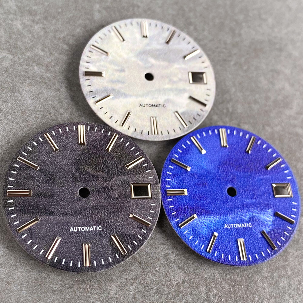 28.5mm Black Gray Blue Dial fit Japan NH35 NH36 Sea Of Clouds Grain Dial