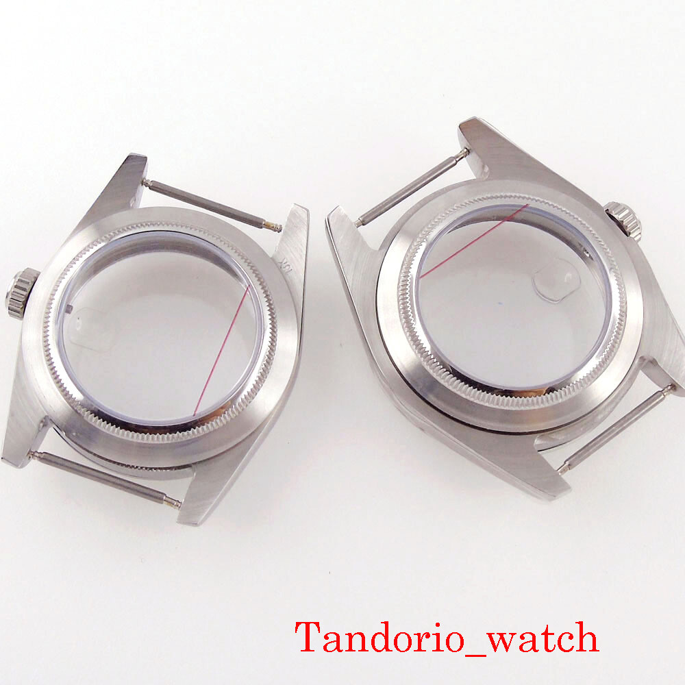 Polished Bezel 36mm/39mm Watch Case For NH35A NH36A Sapphire Crystal Glass Back