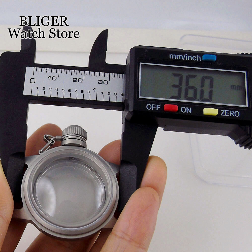 36mm Black Silver 200M Dive Watch Case Domed Sapphire Fit NH35 NH36 ETA2824 PT