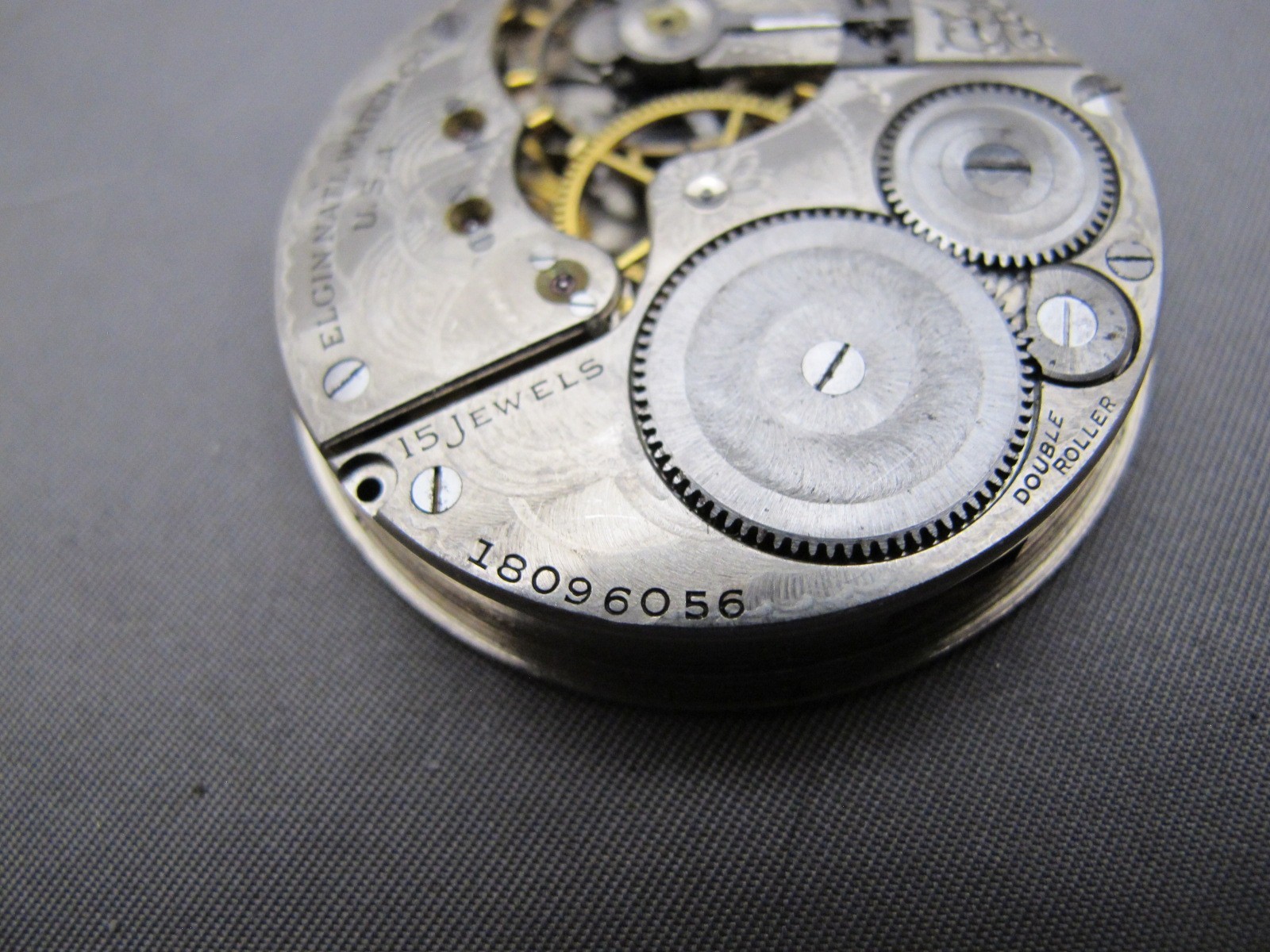 ELGIN Grade 313 Model 7 16S 15J Pocket Watch Movement-3/4 Plate-1915 #18096056