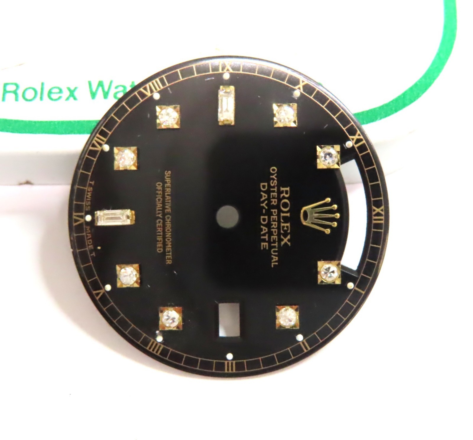 ROLEX VINTAGE DAY-DATE BLACK ORIGINAL DIAL WITH CUSTOM DIAMONDS FOR REF. 18038