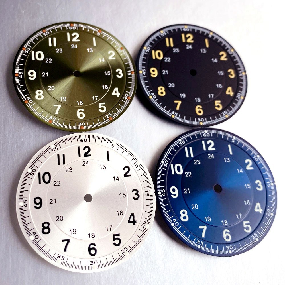 33.5mm Black Green Blue Sunburst Dial Fit Vintage NH35 NH36 2824 8215 Movement