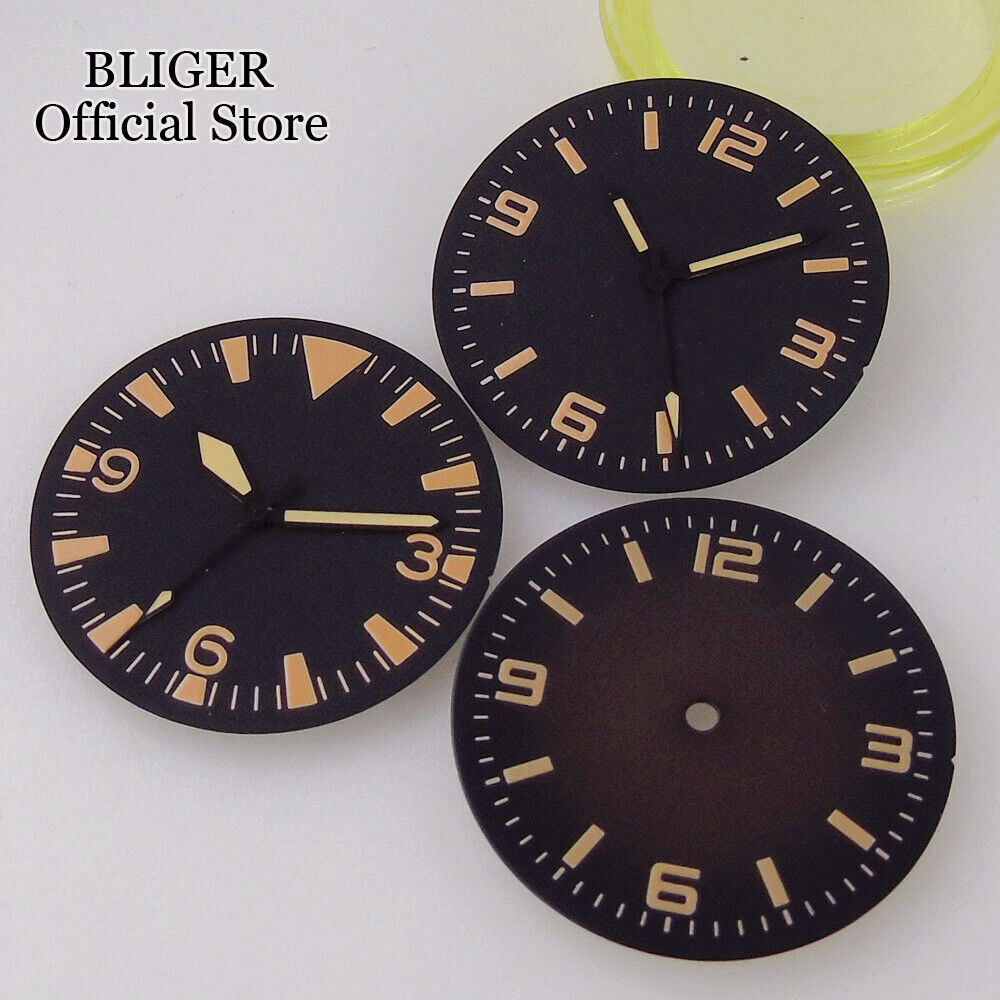 31mm Vintage Black Brown Watch Dial Face Lume Set Fit NH35 NH38 ETA 2824 PT5000