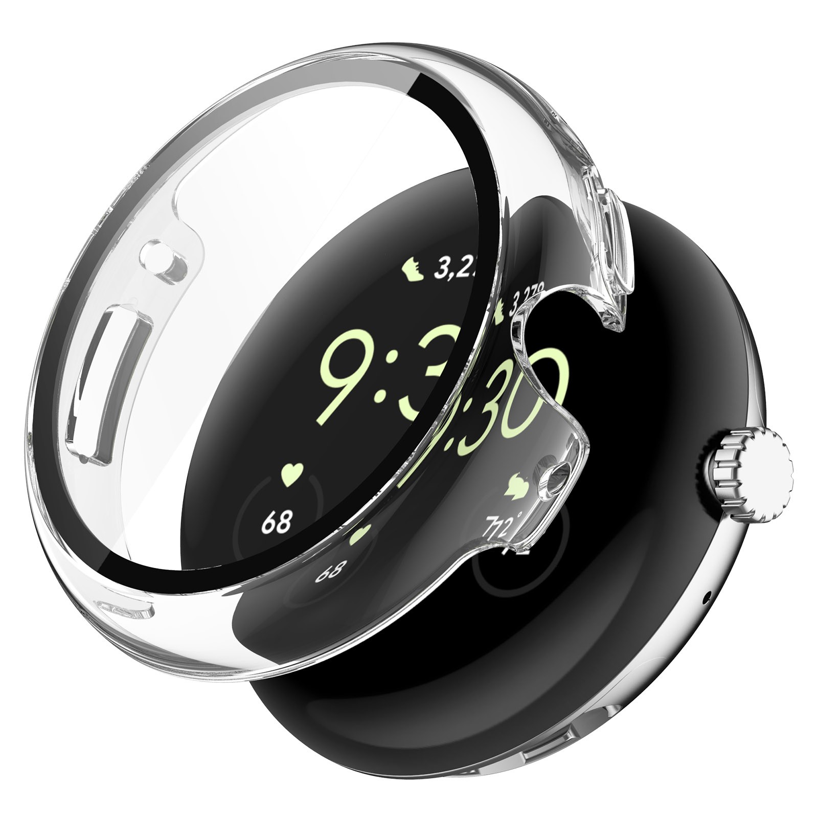 PC+Tempered Film One-piece Watch Protective Case for Google Pixel Watch