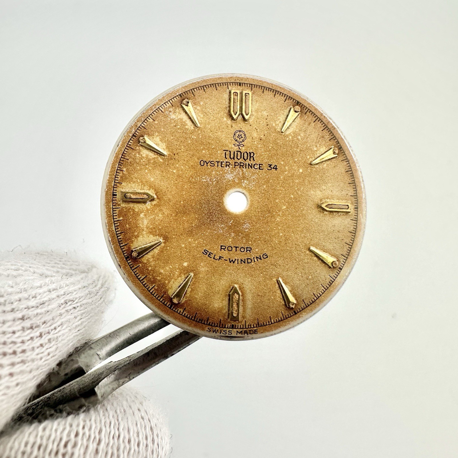 RARE 1950s Tudor Rose Tritium Patina Dial Ref. 7909 caliber 390 Oyster Prince