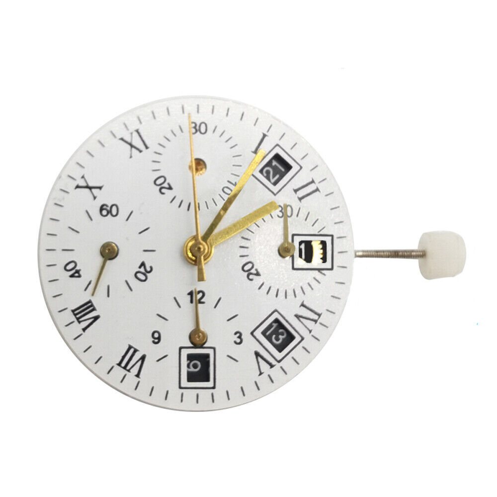 Asian 7750 Automatic Chronograph Movement @4.5 Black Calendar Second @9 ETA 7750