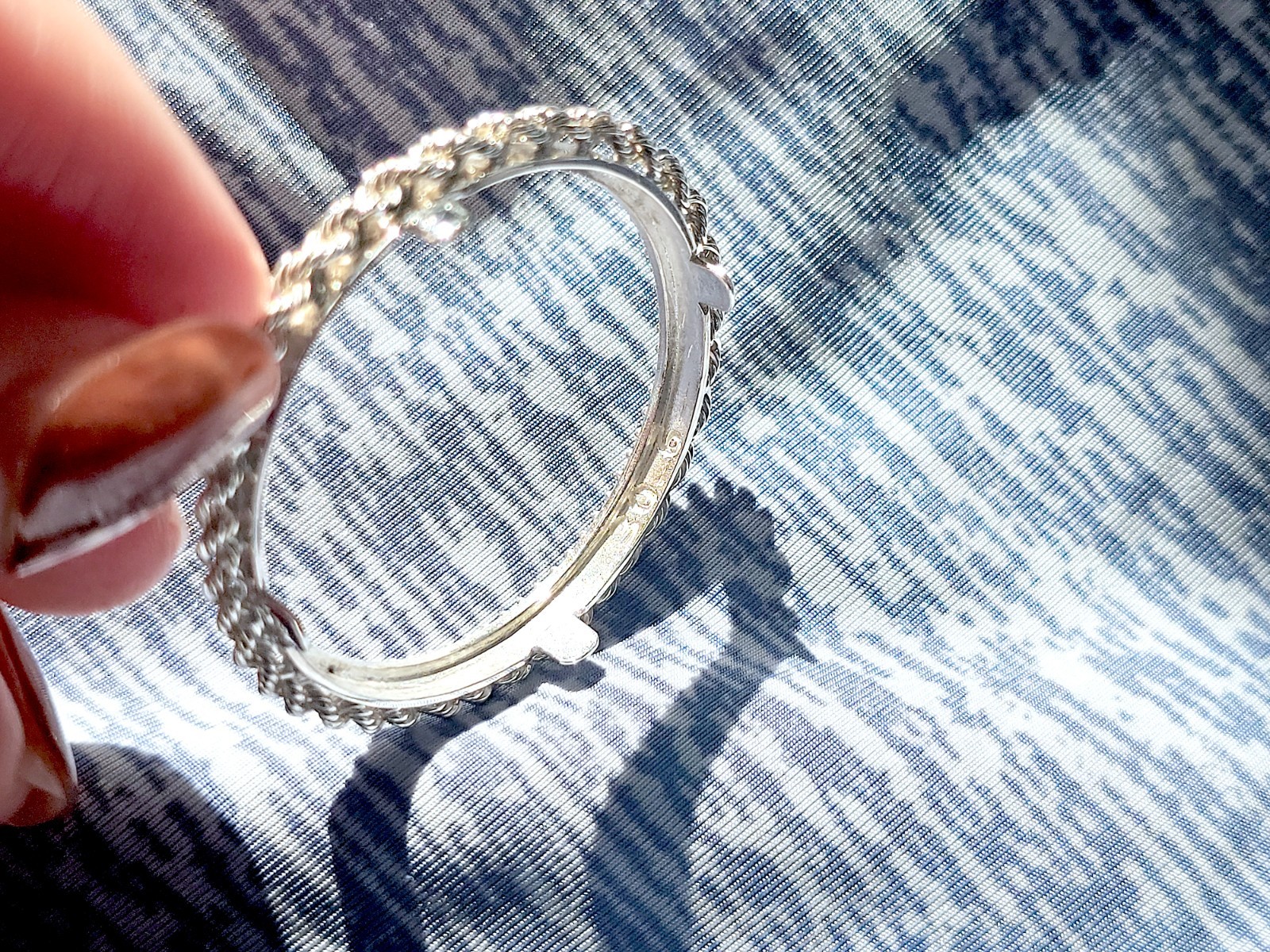 925 Sterling Silver Prong Back Illusion Rope Bezel for 30mm Half Dollar 50 Cents