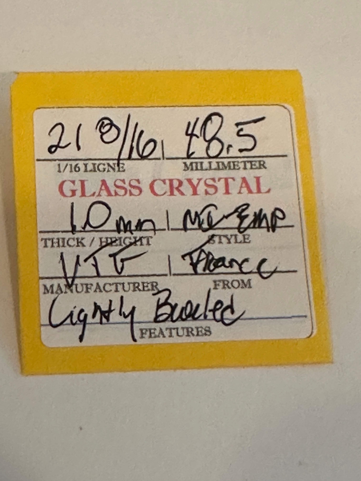 VTF Vintage Glass Pocket Watch Crystal 21-8/16 (~48.5mm) – NOS