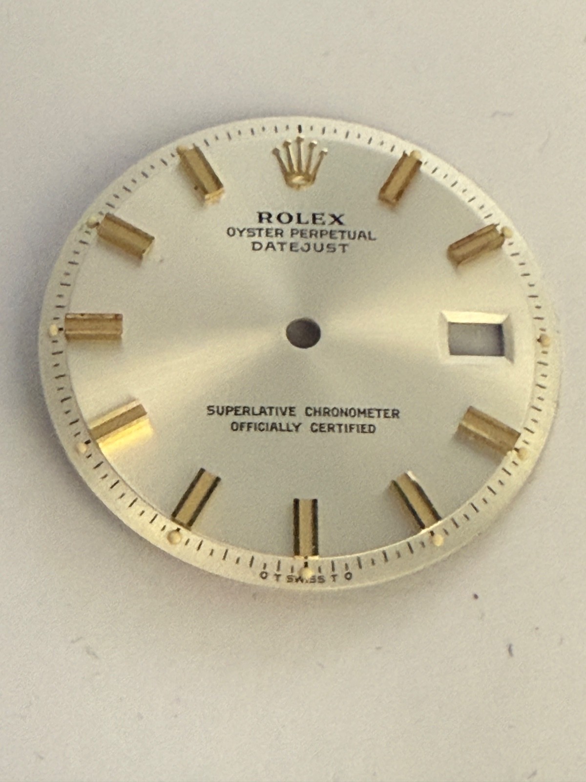 NOS Genuine Factory Rolex Dial Silver Gold 36mm Datejust Pie-pan 1601-1603