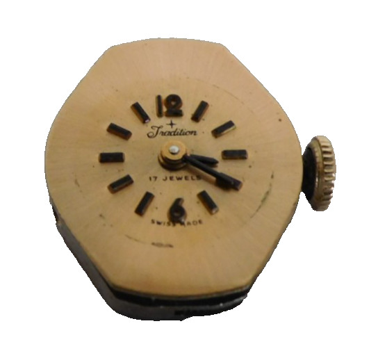 ST 69. TRADITION WALTHAM MOVEMENT WITH DIAL & HANDS 17 JEWELS NOT RUNNING. USED
