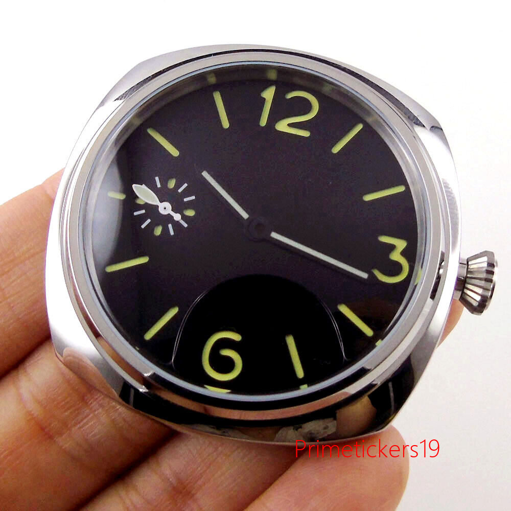 45mm Stainless Steel Watch Case Sandwich Dial Hands Fit ETA6497 6498 ST3600 3620