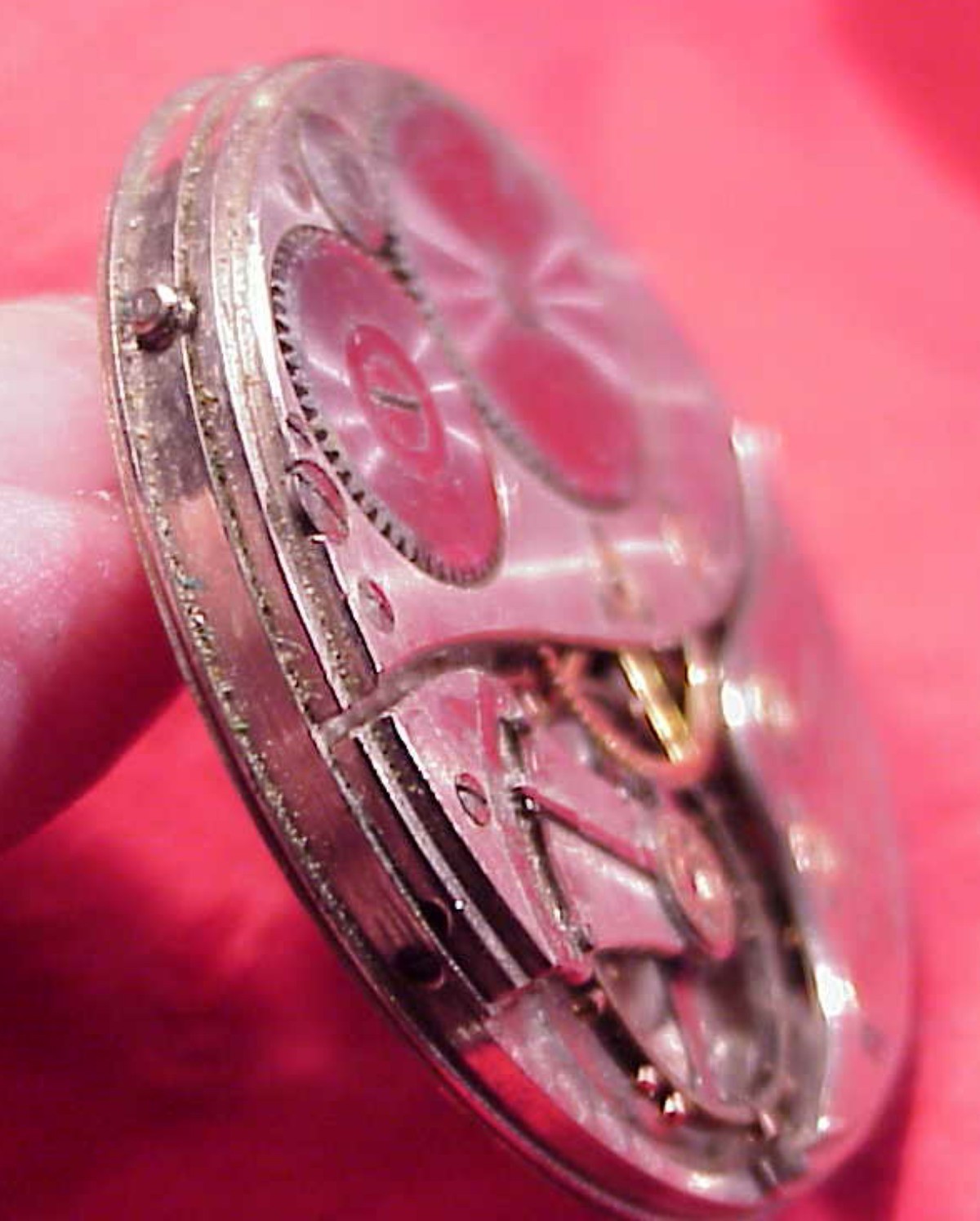 VINTAGE 12s LORD ELGIN 21J Pocket Watch Movement STREAMLINE 39MM BROKEN STAFF