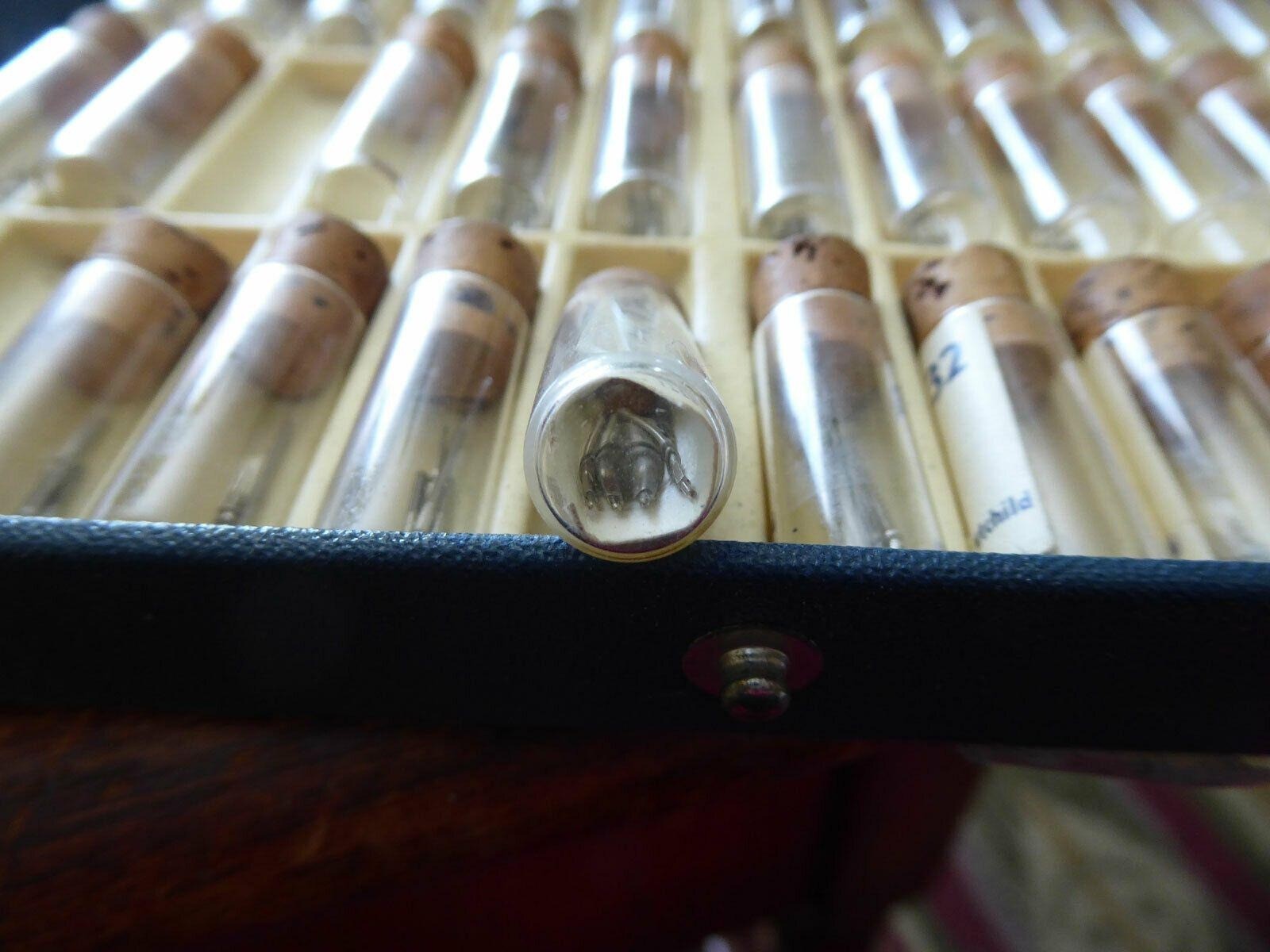 Vtg Swartchild Stem Assortment No 90318 Watchmaker Kit 34 Vials w/ Parts & Chart