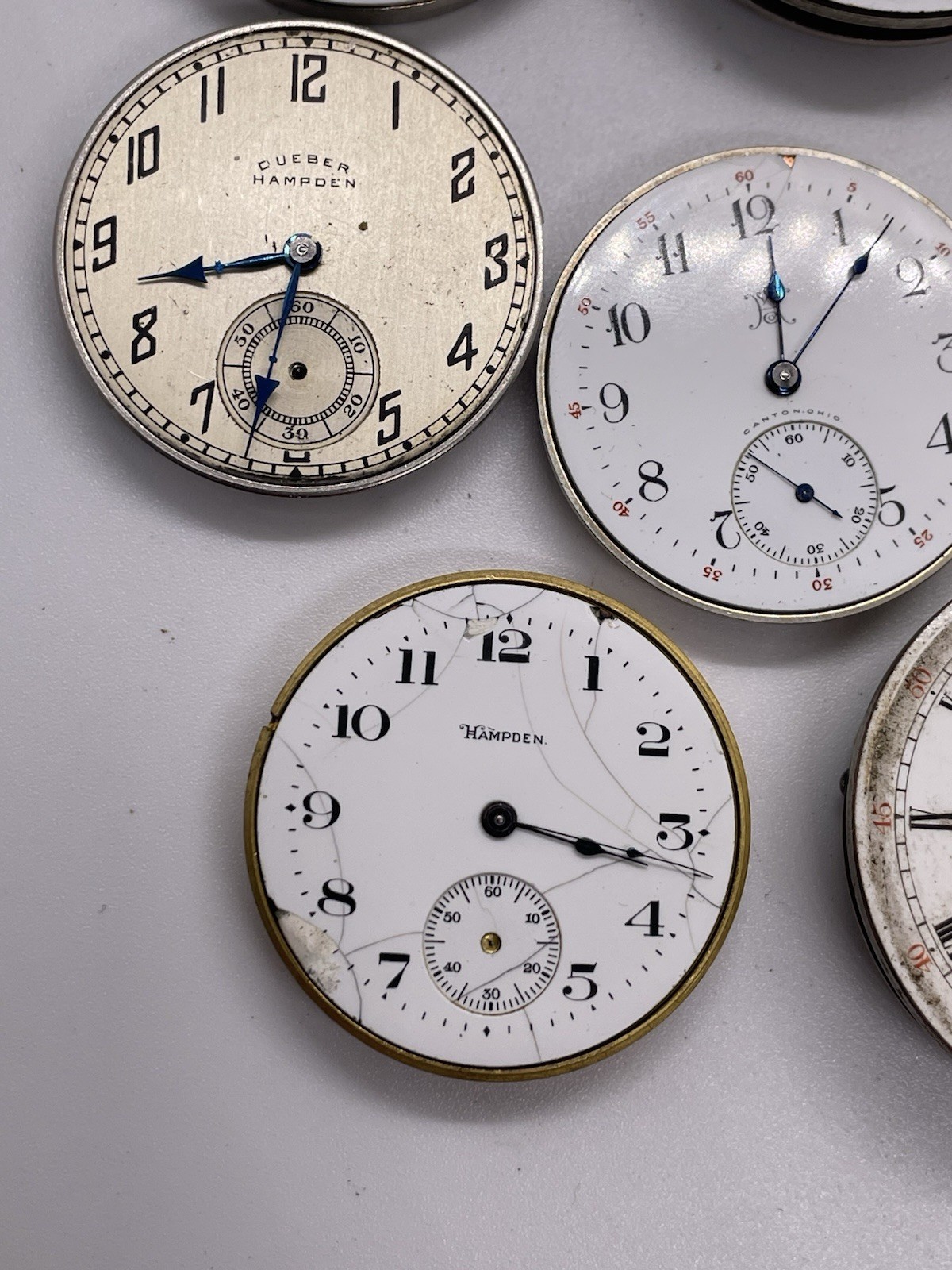Lot of Pocket Watch Movements Hampden, Swiss & More Parts Lot #2