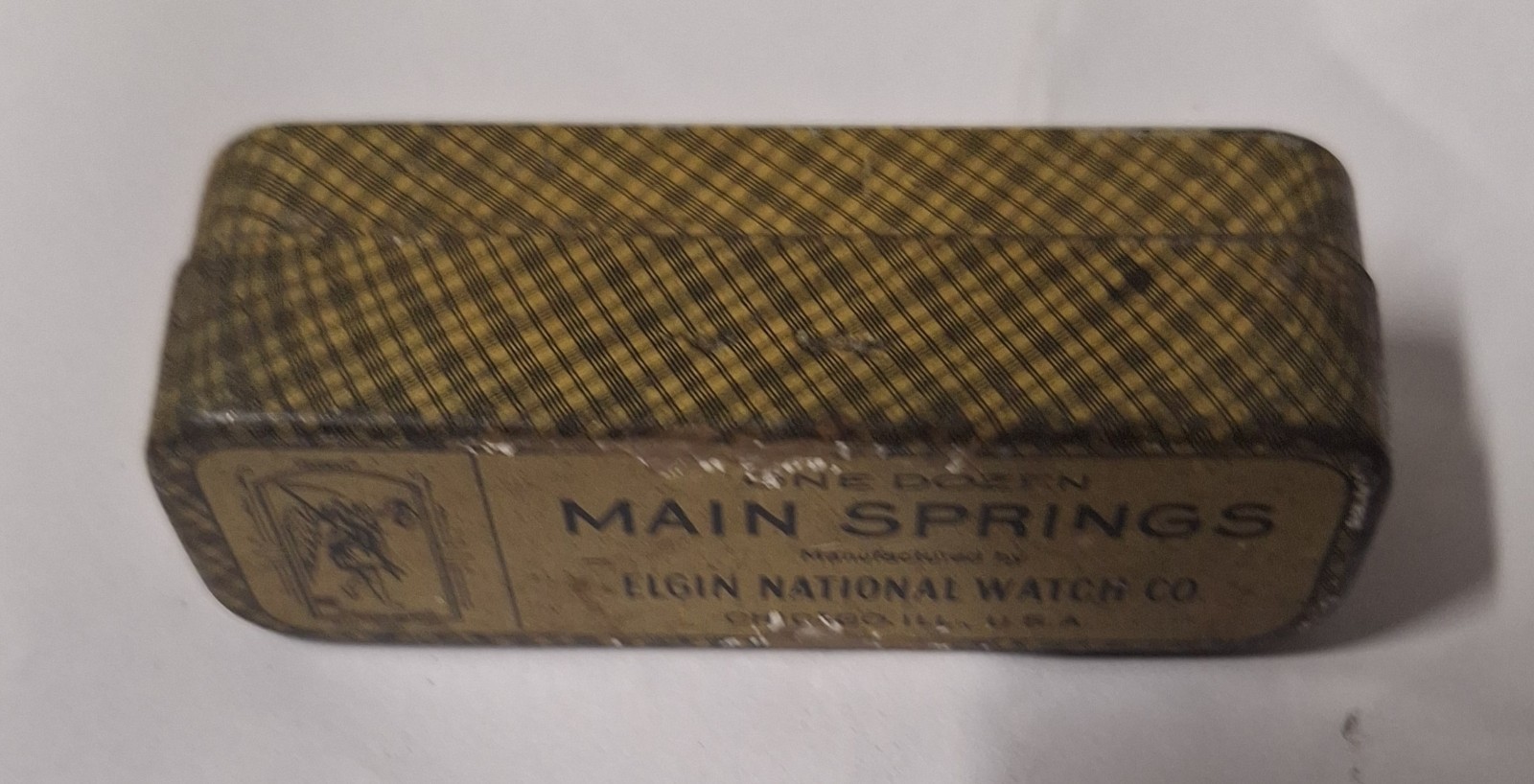 6 X Elgin Size 18 Mainspring Part No. 1956 Thick .007 in Original Tin Box N.O.S.
