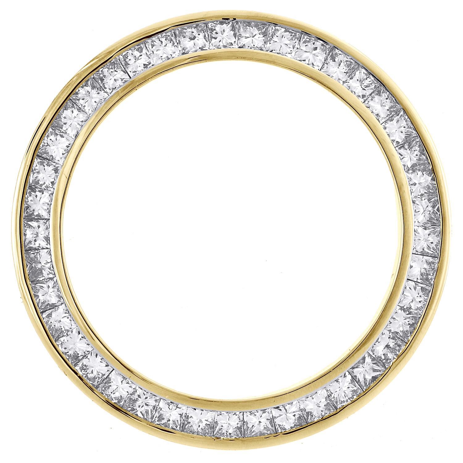Solid Gold Princess Cut Diamond Bezel Fits 26mm Rolex DateJust President 2.05 CT