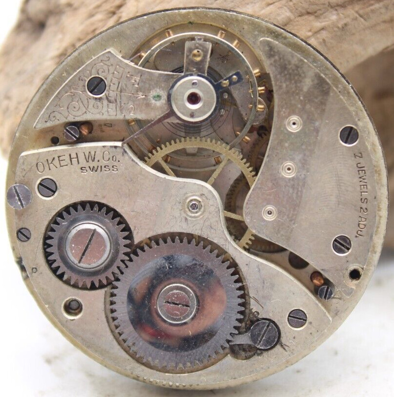 OKEH WATCH CO. OLD PAL SWISS POCKET WATCH MOVEMENT 7j 36.6mm (PP2)