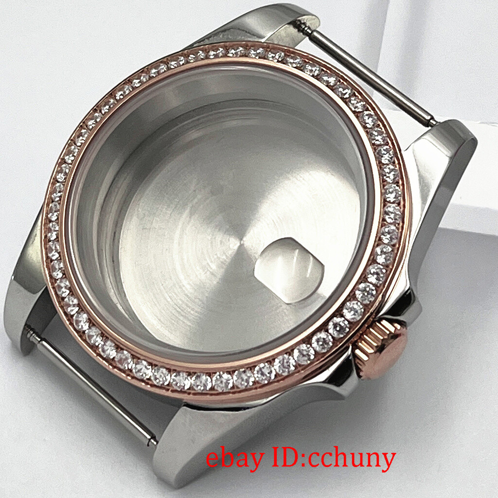 36mm silver/black/gold watch case sapphire fit NH35 NH36 ETA2824 PT5000