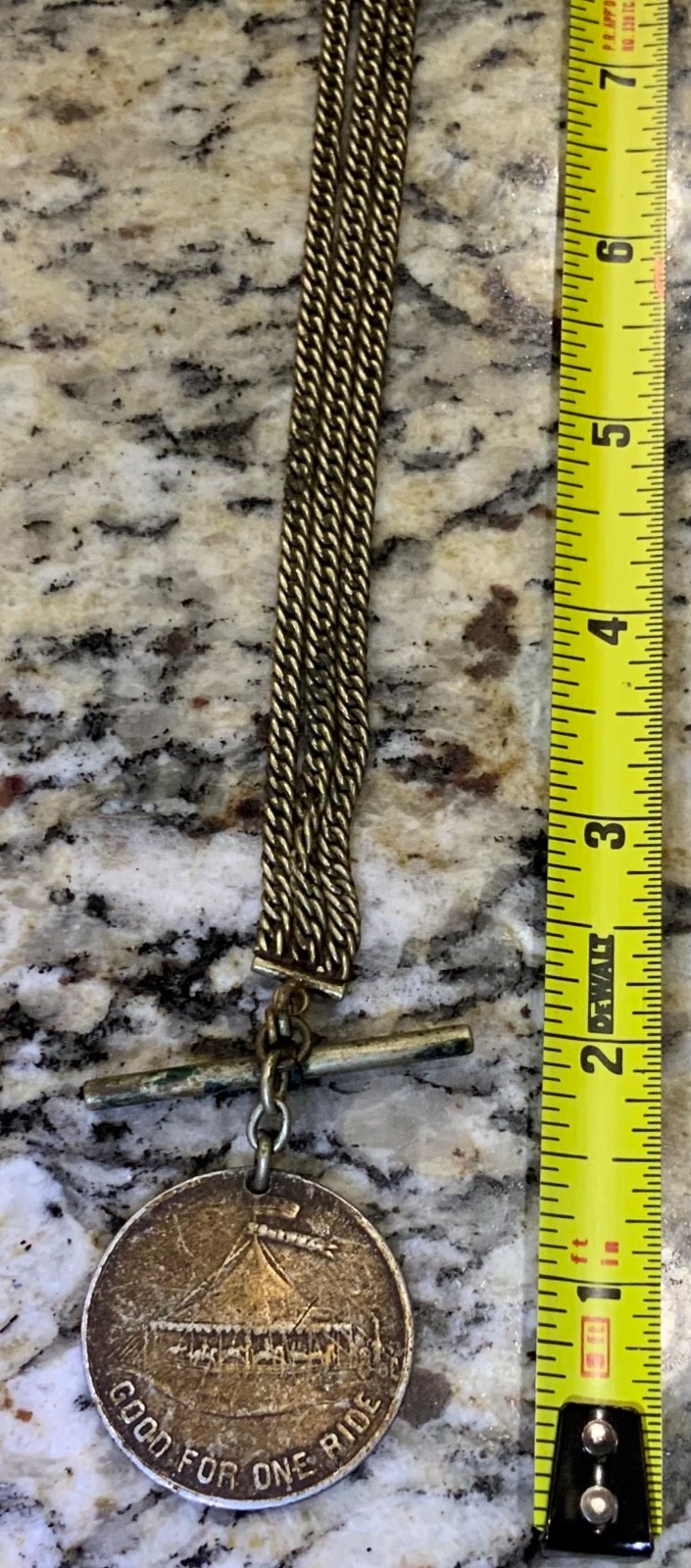 Vintage Pocket Watch Chain Carnival Carousel Good For Ride Token Fob