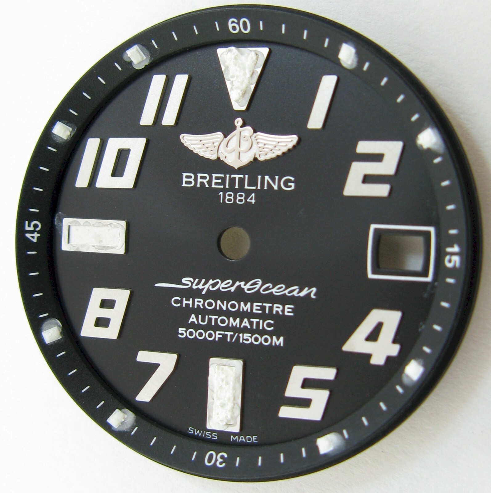 Black Dial Breitling Super Ocean chronometer 5000ft. with water marks …