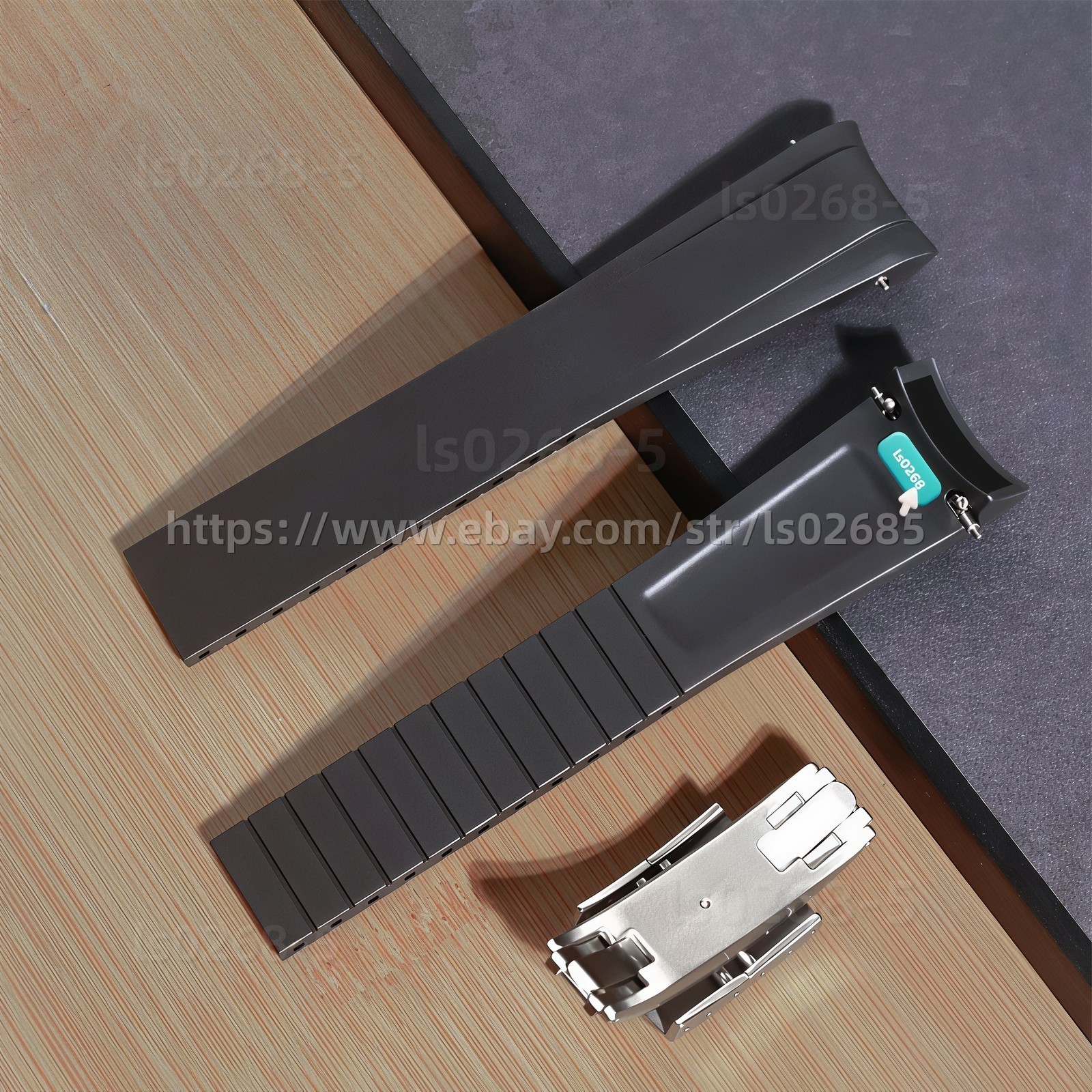 20mm Fluororubber Watch Strap Quick Release Folding Buckle Extended Length