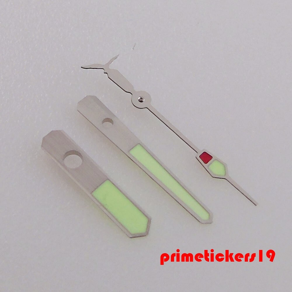 Silver Watch Hands Brushed Pointers Green Lume Fit ETA2824 PT5000 ST2130 Movt