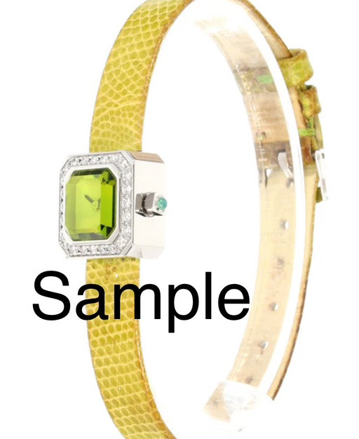 New Genuine Corum Sugar Cube 137.429.47 Stainless Steel 2.95mm Green Stone Crown