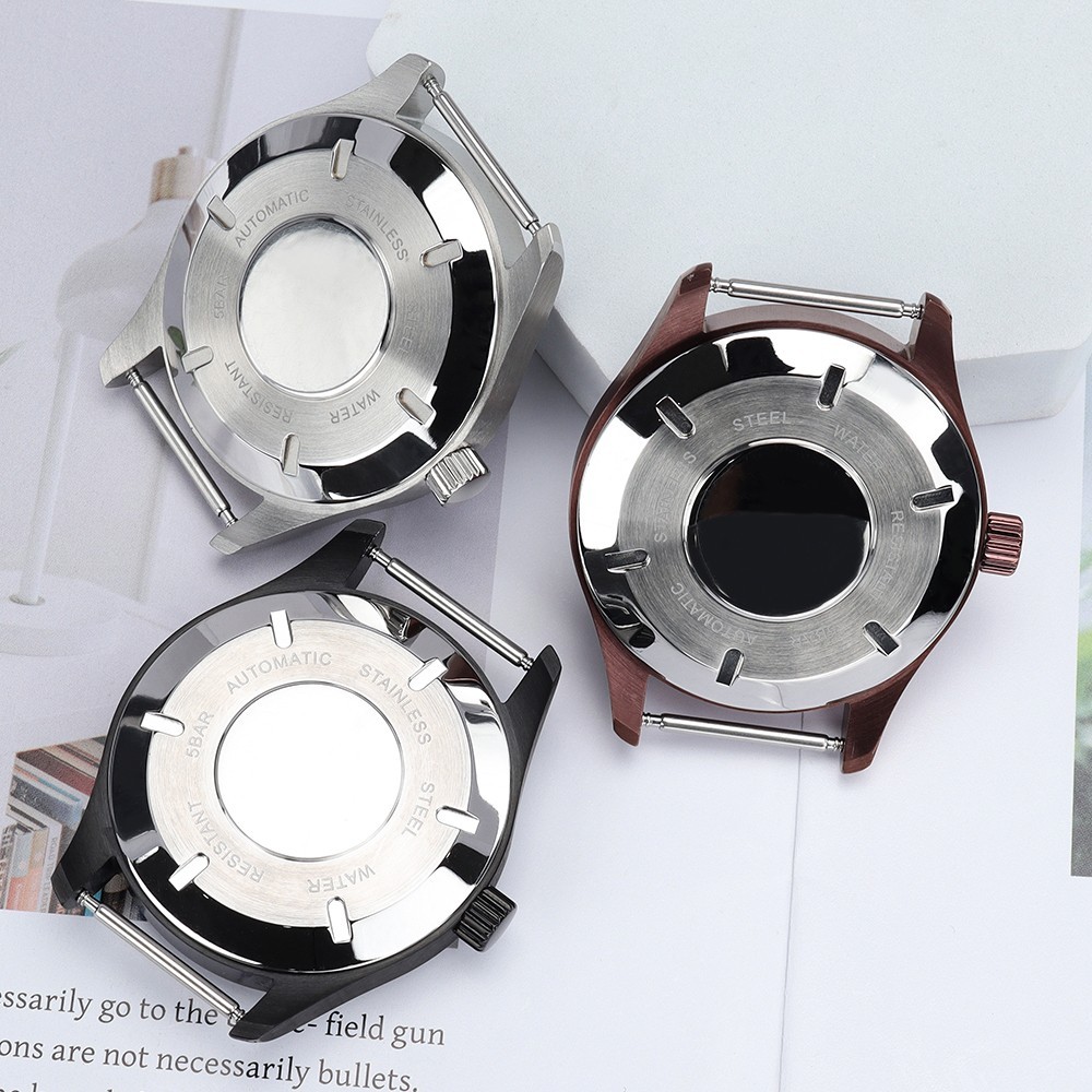 Pilot Watch Case 40mm Retro Rose Red 316 Stainless 10ATM For Seiko NH35 Movement