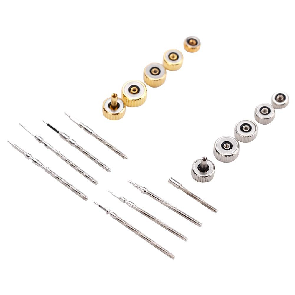 Watch Crown and Stem Set, Stainless Steel Watch Crown Spring Spare Parts Assorte