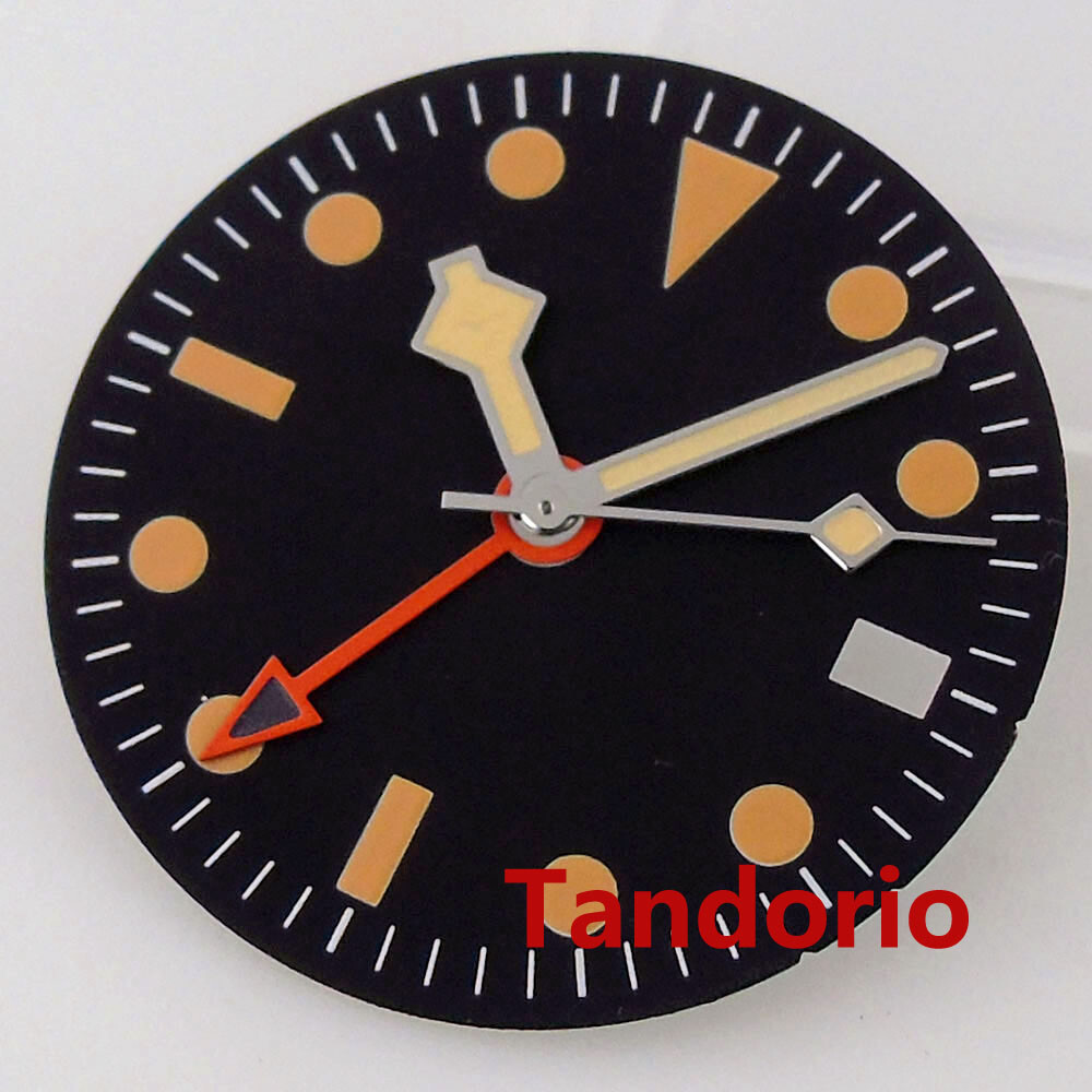 29mm Sterile Watch Dial Fit NH34A NH34 GMT Automatic Date Lume Snowflake Hand
