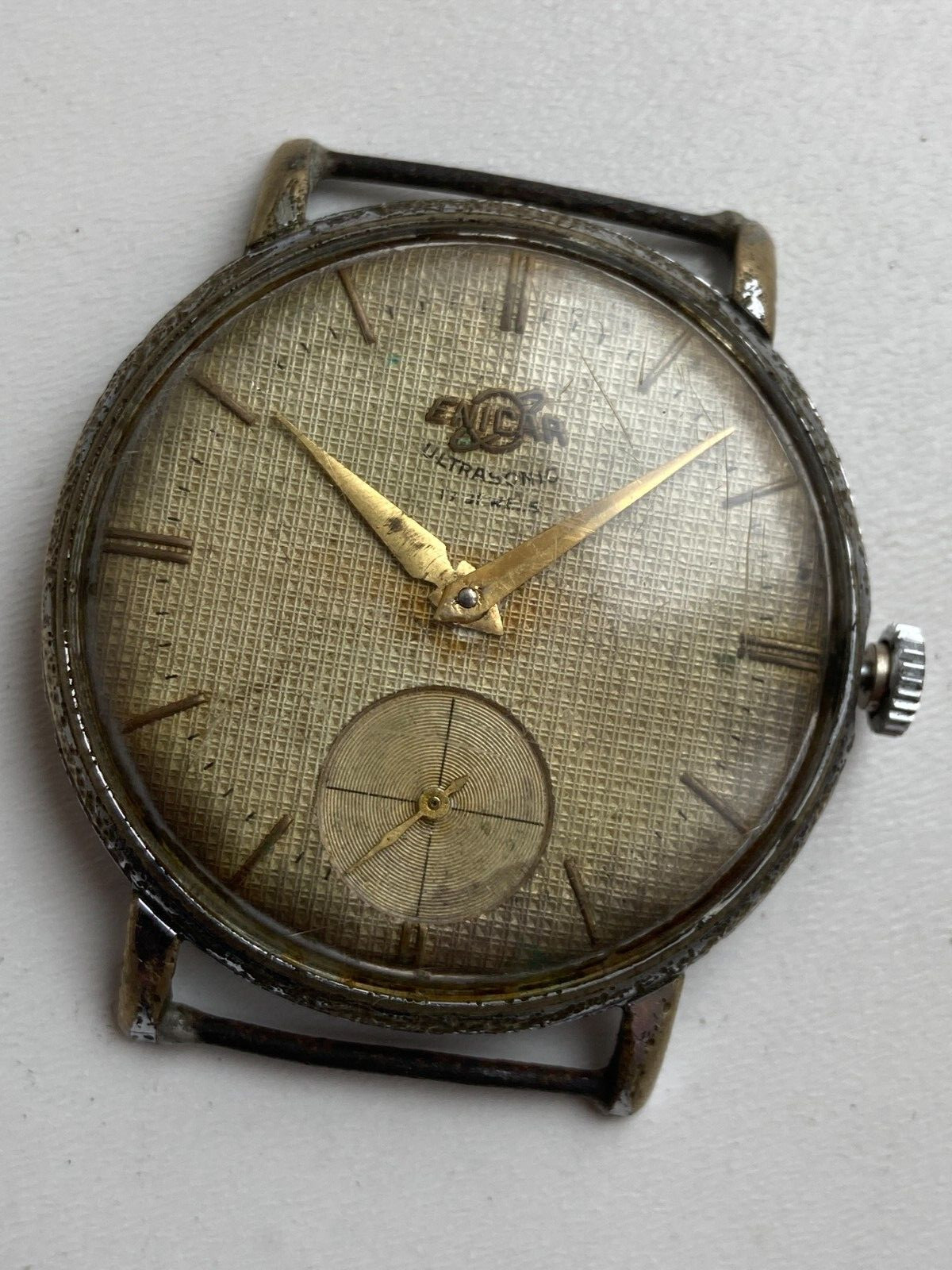VINTAGE MEN WATCH ENICAR ULTRASONIC SWISS MADE FOR PARTS 17 JEWELS CAL 1292