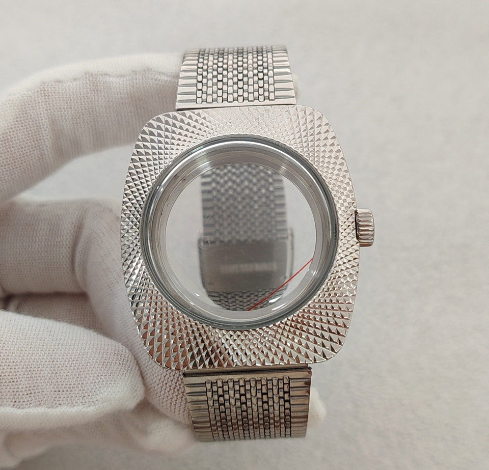 36.5mm Geometric Design Stainless Watch Case Mineral Glass for Nh35/36 Movement