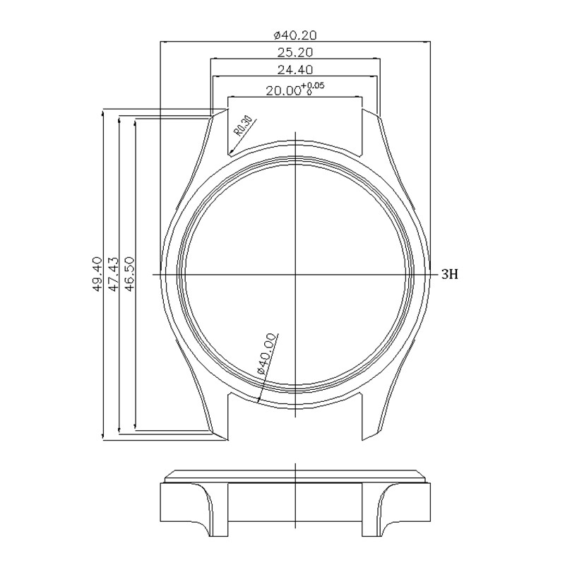 40mm Aviator watch Case 316L Stainless Steel For Seiko nh34 nh35 nh38 Movement