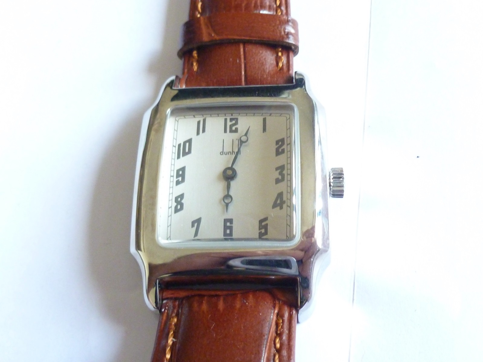 Vintage NOS DUNHILL Men’s Rectangular Steel Wristwatch Manual ETA 28mm x 39mm
