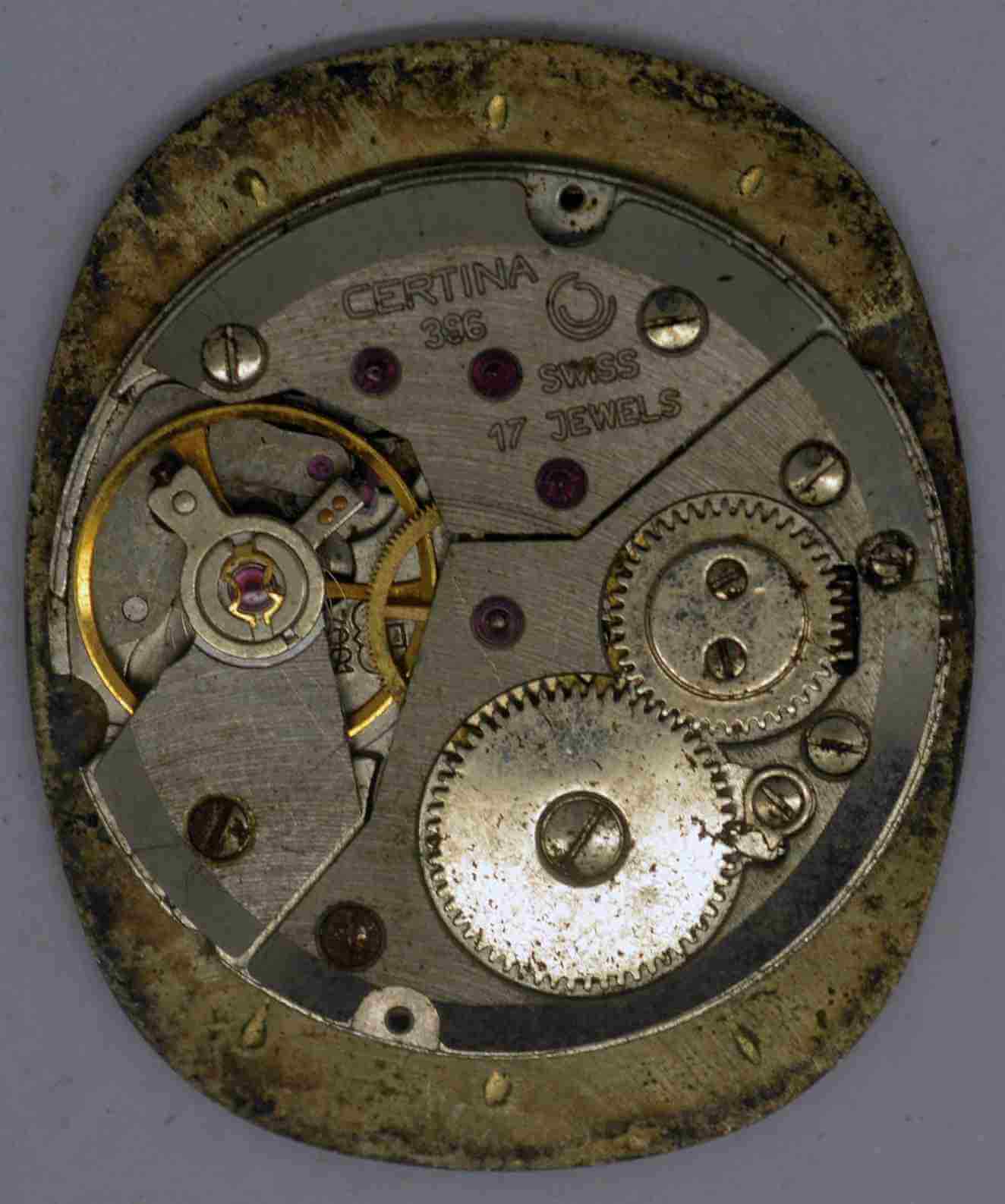 Vintage CERTINA Movement & Dial. Cal: 396 (7001). For Parts