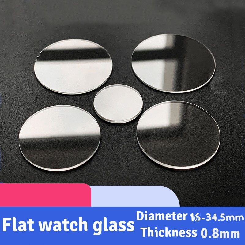 2pcs 0.8mm Flat Round Watch Crystal Glass 16mm-34.5mm Watch Mirror Repair Parts