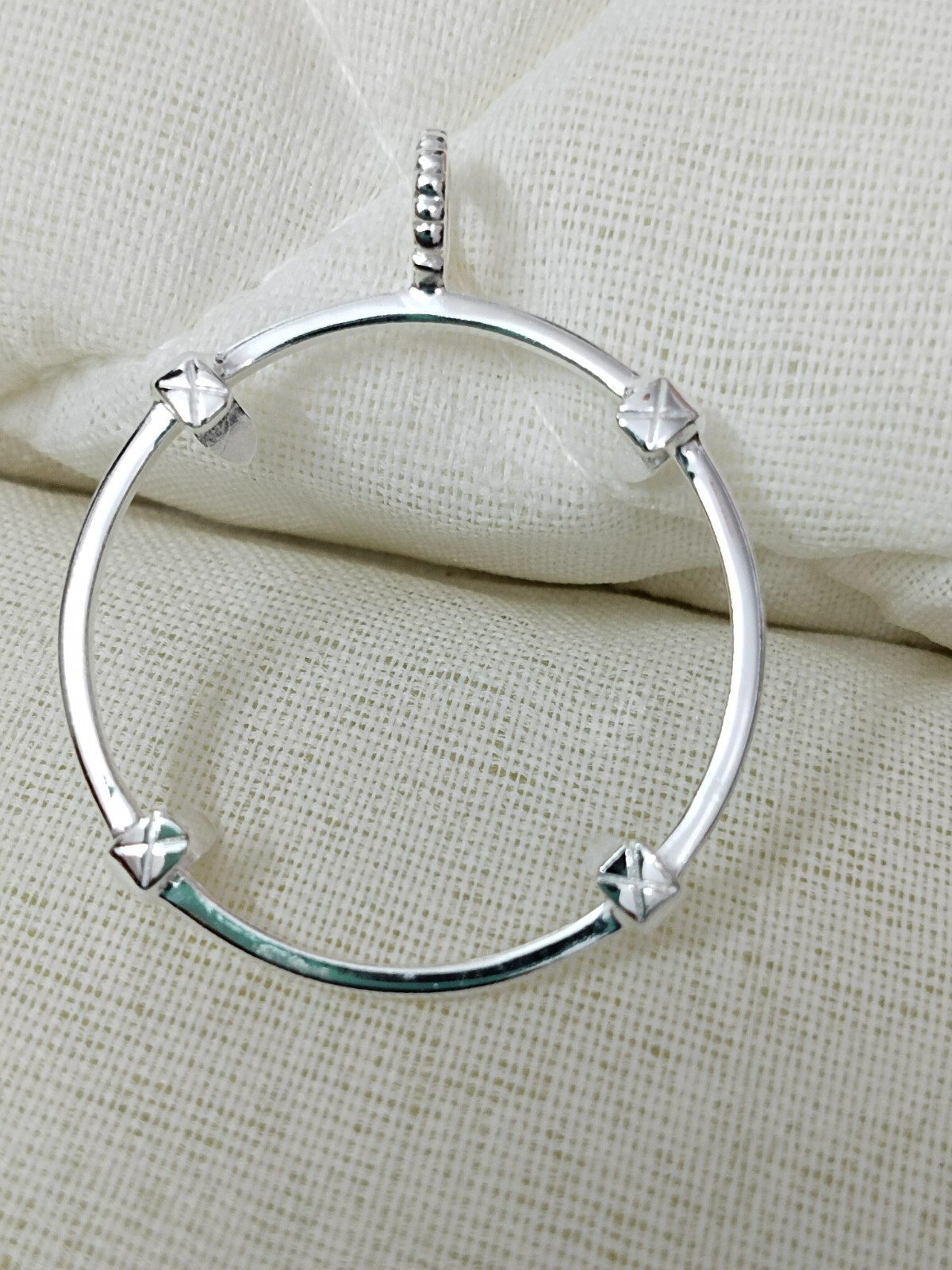 925 Sterling Silver Round Pendant setting prong Blank Bezel Holder Coin