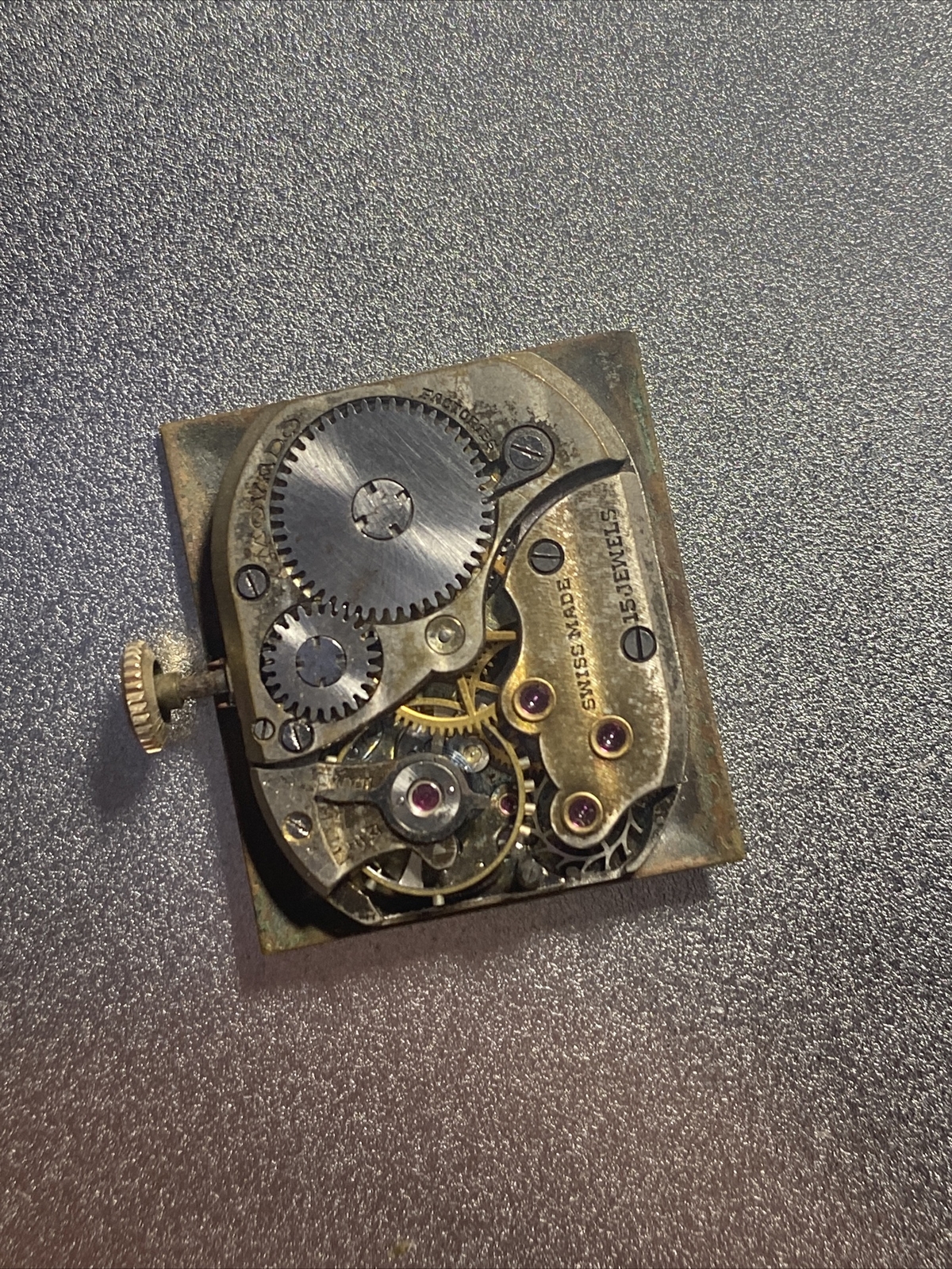 Vintage Movado 15 Jewel Watch Movement With Dial & Hand Set With Sub Seconds