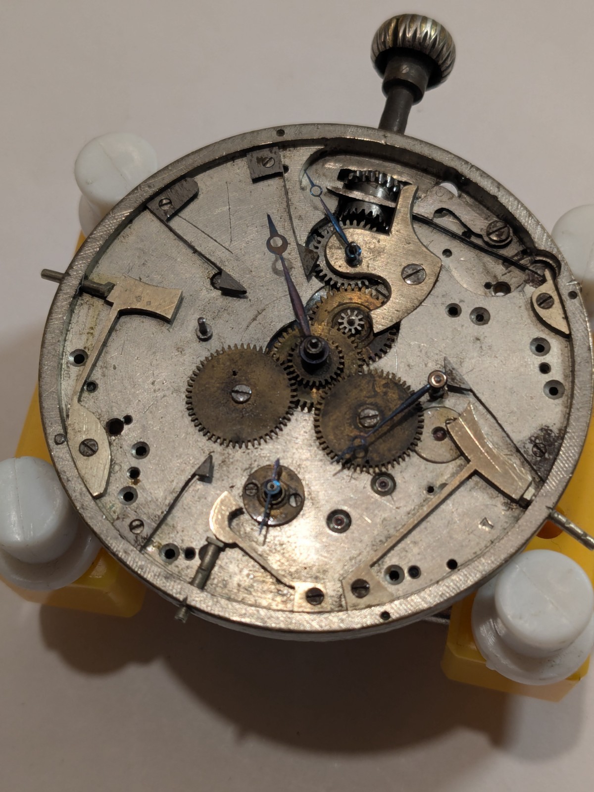Big 28s 53+mm Triple Date + Antique Pocket Watch Movement Runs Unbranded